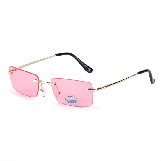 Okulary przeciwsłoneczne bezramkowe prostokątne Pink/Gold w kat.1 SVM-17A